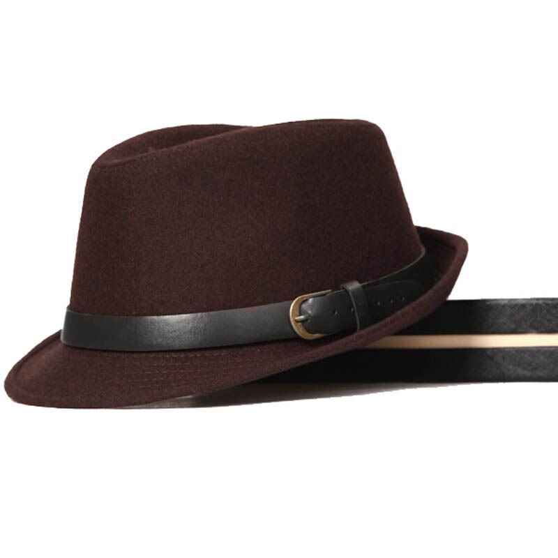 Fs klassinen syksy talvi miesten villahattu jazz fedora vyöllä naisten leveälierinen trilby musta harmaa ruskea huopasilinteri hatut herrasmies