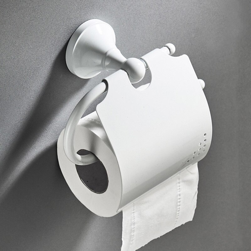 Ensemble d&#39;accessoires de salle de bain en laiton blanc, porte-savon de douche, porte-sèche-cheveux, porte-peignoir, brosse de toilette, porte-rouleau: Toilet paper holder