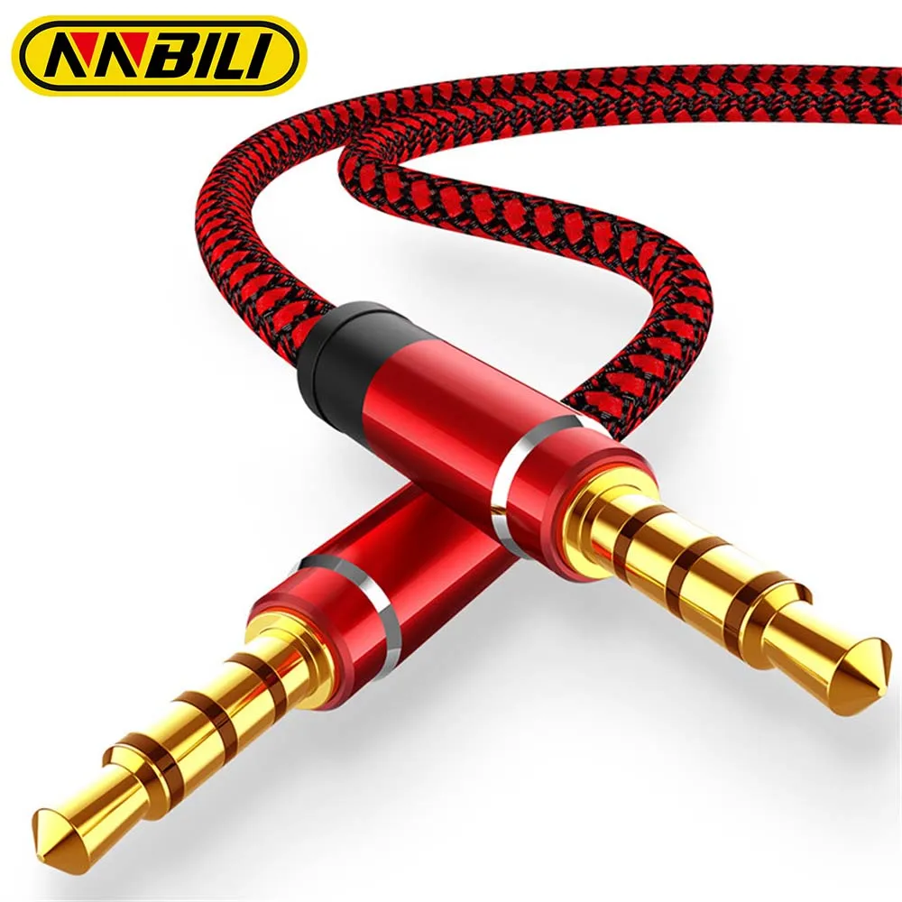 Kabel audio nnbili 1.5m jack 3.5mm z nylonowym oplotem, 3.5mm kablem samochodowym aux, kod przedłużający do słuchawek, do telefonu,  mp3 głośnika samochodowego