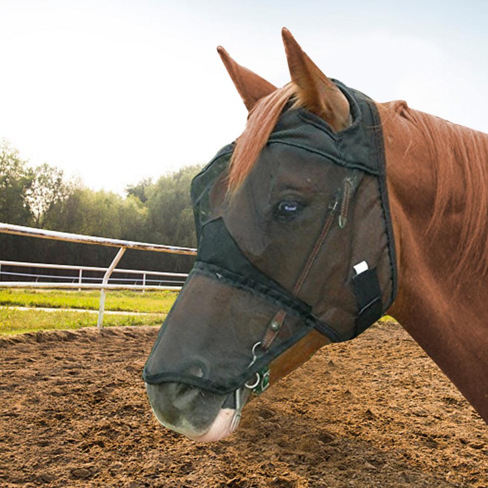 Full Face Horse Mask Carrying Anti-mosquito Horse Breathable Mesh Mask with Nose Cover Equestrian Available Horse Protector 20E