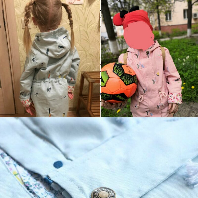 3-7 Years Old Spring Girls Windbreaker Coat Autumn Kids Flower Embroidery Hooded Outwear Kids Coats Jacket Clothing Girls Coat