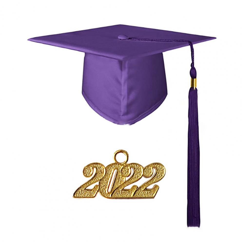 2022 Graduation Hat Unisex Bachelor Cap Memorable Graduation Cap Knitted Tassel Decor Graduation Top Hat Coloful Graduation Hat: Purple