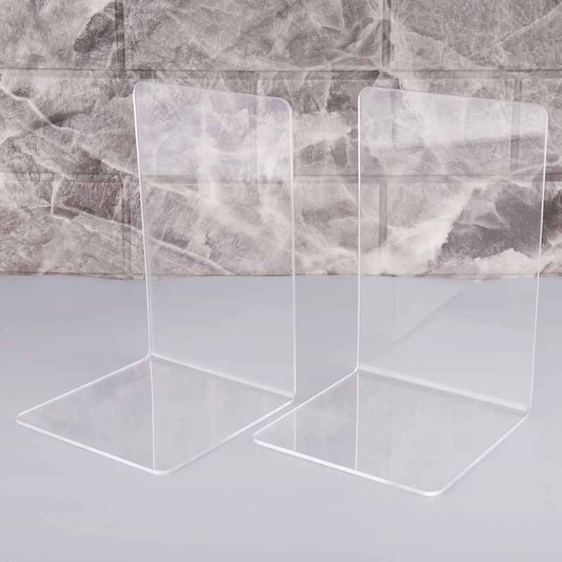 Sujetalibros de acrílico transparente, organizador de escritorio en forma de L, soporte para libros, papelería escolar, accesorios de oficina, 2 uds.,
