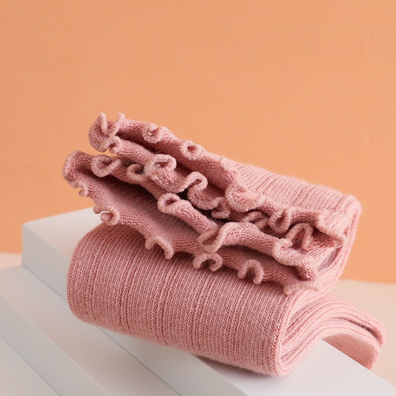 Leuke Streep Effen Kleur Over De Knie Baby Meisjes Kousen Sokken Baby Katoenen Zachte Warme Casual Kinderen Sokken meisje