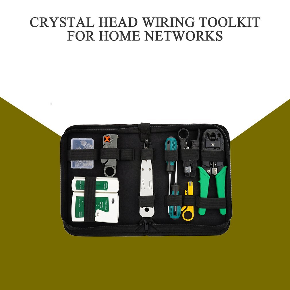 In StockComputer Network Repair Tool Kit LAN Cable Tester Wire Cutter Screwdriver Pliers Crimping Maintenance Tool Set Bag