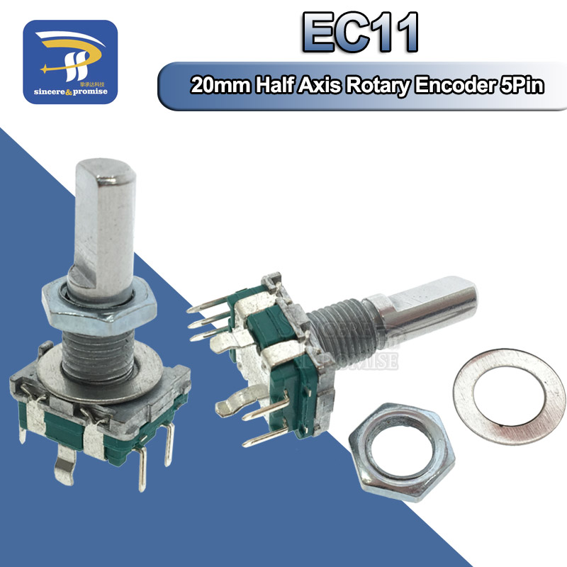 5PCS/LOT Half Rotary Encoder Code Switch/EC11/ Digital Potentiometer With Switch 5Pin Handle Length 20mm DIY