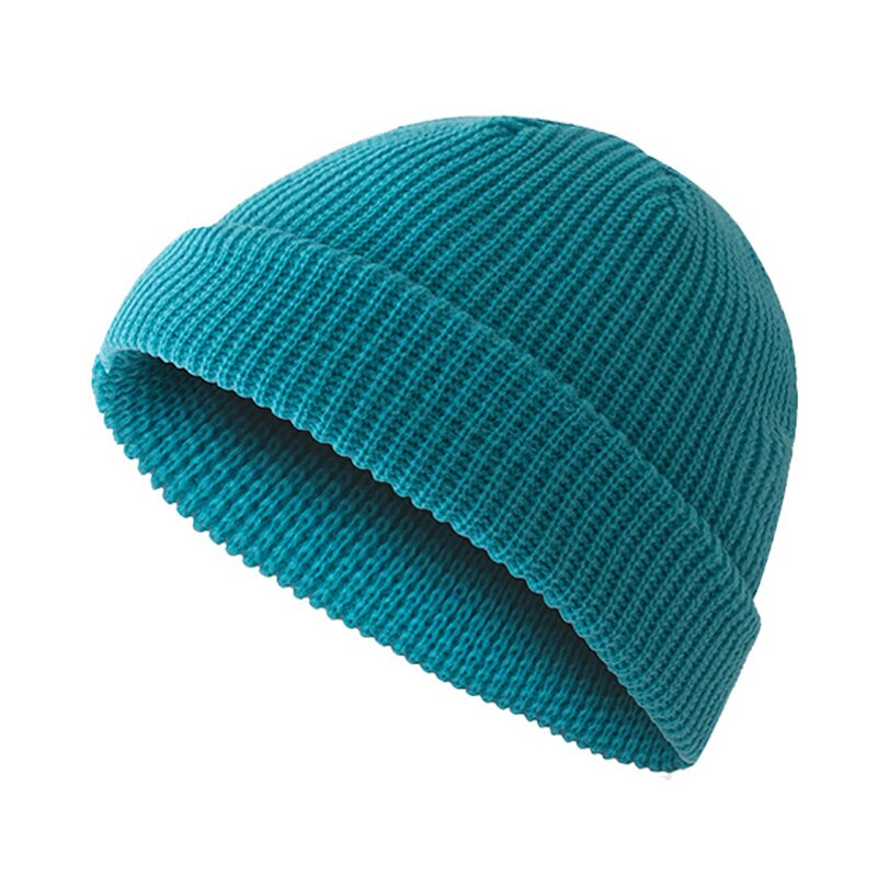 Moda cappello lavorato a maglia Casual corto comodo berretto elastico inverno riscaldamento cappello universale per uomo donna HB88: Peacock blue