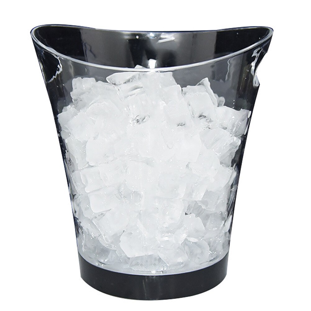 Cubo de hielo LED colorido de doble capa cuadrado Bar cerveza cubo de hielo Multi-Color cambiante Durable cubeta de vino de hielo 5L para Bar P7Ding: Double Handle Transp
