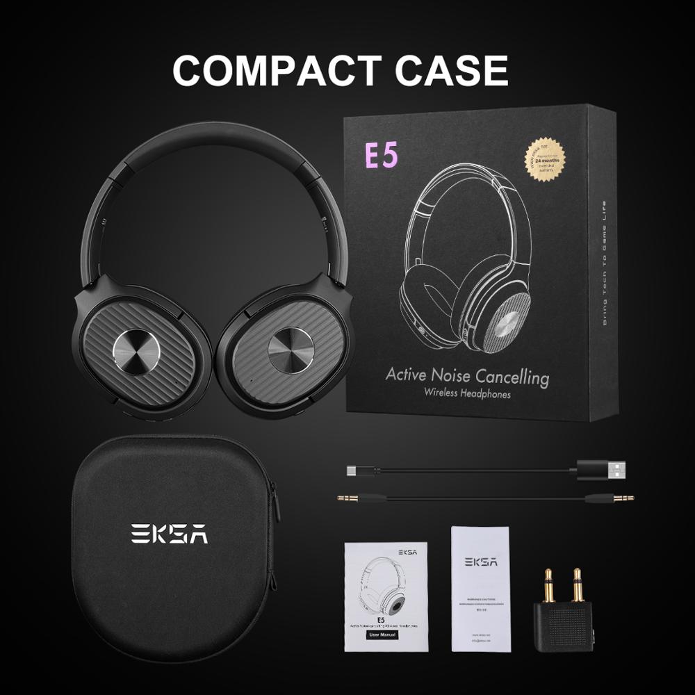 EKSA E5 Bluetooth 5.0 Headphones Active Noise Cancelling headphone 920mAH Wireless Headset With Mic For Phones Foldable Over-Ear