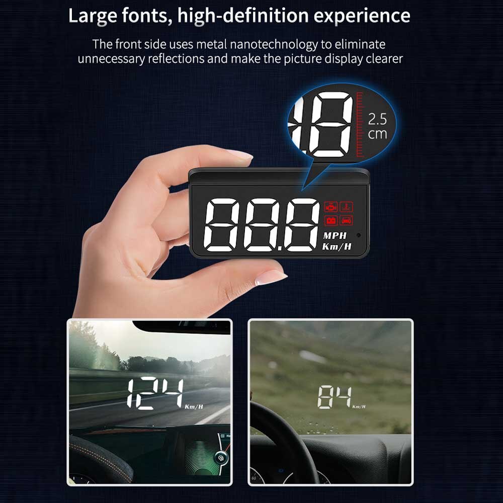 Pantalla Hud para coche, proyector de advertencias Digital, velocímetro, parabrisas, multifunción, sobrevelocidad