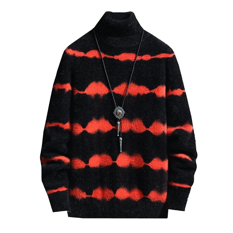 Polokragar herrtröja vinter oversized hög krage herrtröjor koreanska tjocka varma stickade polotröjor herr