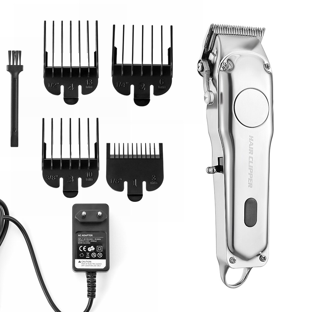 Kemei elektrische tondeuse volledig van metaal, snoerloze tondeuse, haarmodellering, baardtrimmer