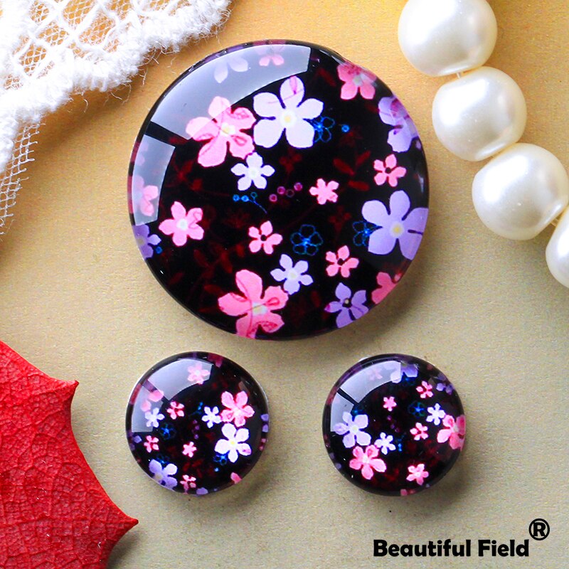 12mm 25mm 14mm 16mm 18mm 20mm Foto Schöne Glas Cabochons Runde Cameo-Set Handgemachte einstellungen Stein Blumen FL091