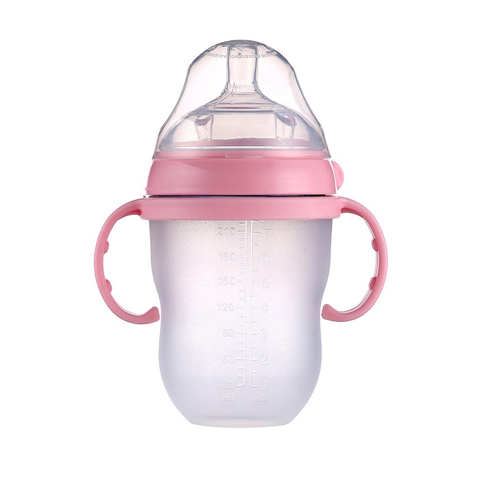 150ml & 250ml baby modermælk flaske bred hals blød silikone fodring container spædbarn drikke vandflaske børn ammende flasker: Lyserød 250ml