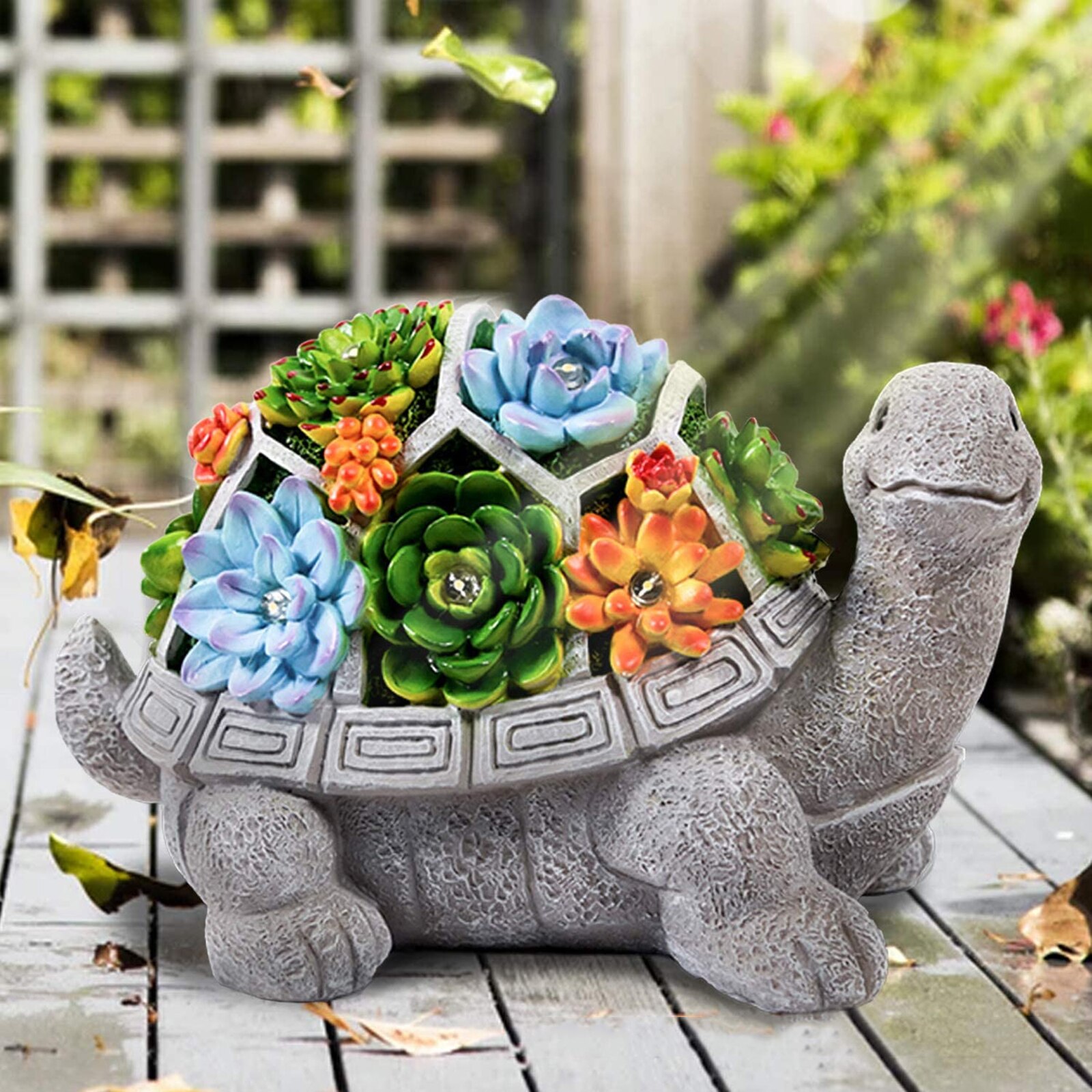 Solar Tuin Standbeeld 7 Led Verlichting Art Decor Ornamenten Turtle Waterdichte