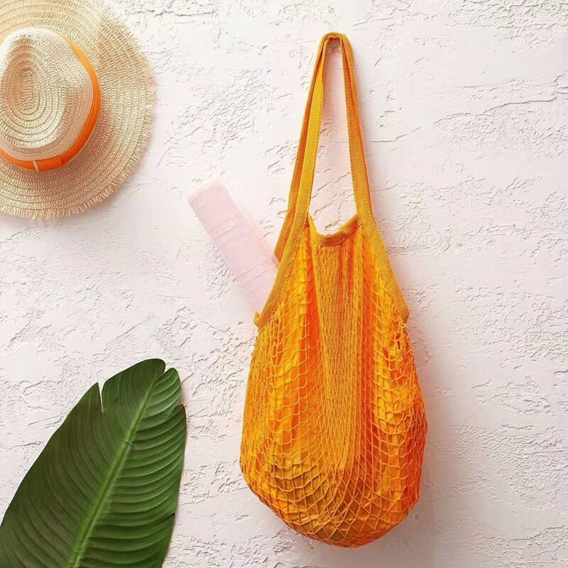 Tragbare Lebensmittel Taschen für Obst Gemüse Tasche Waschbar Baumwolle Gittergewebe Schnur Organische Organizer Wiederverwendbare Handtasche Tuch Einkaufstasche