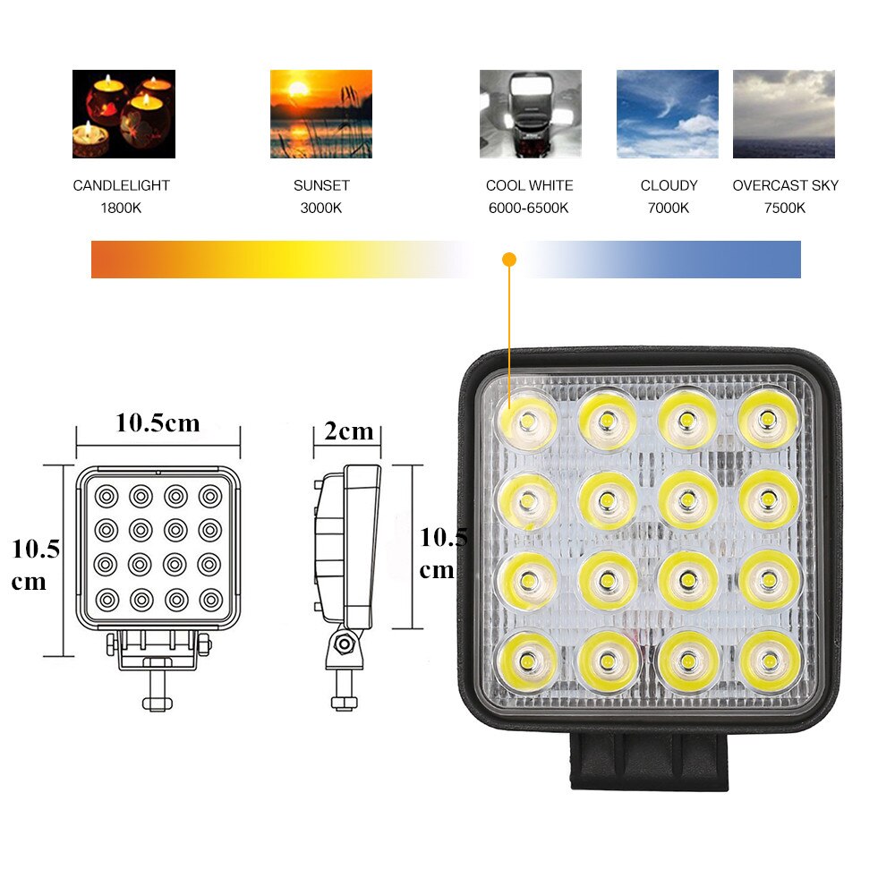 4inch 48W Offroad Car 4WD Truck Tractor Boat Trailer 4x4 SUV ATV 24V 12V Spot LED Light Bar LED Work Light