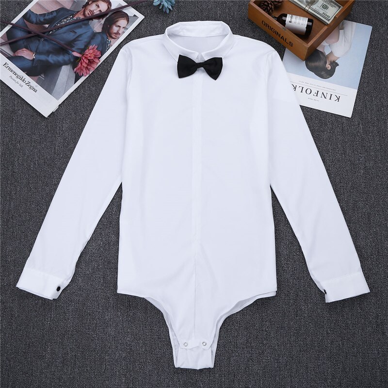 Heren latin dans shirts ballroom lange mouwen rits effen kleur latin moderne dans shirt met vlinderdas eendelig romper shirt