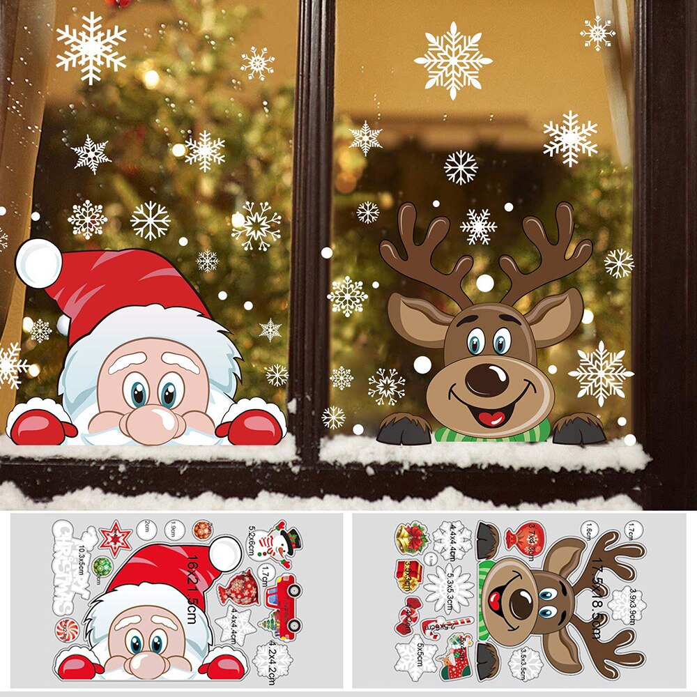 Window Sticker Christmas Static Stickers Decoration For Home Decor 8 Sheets Reusable
