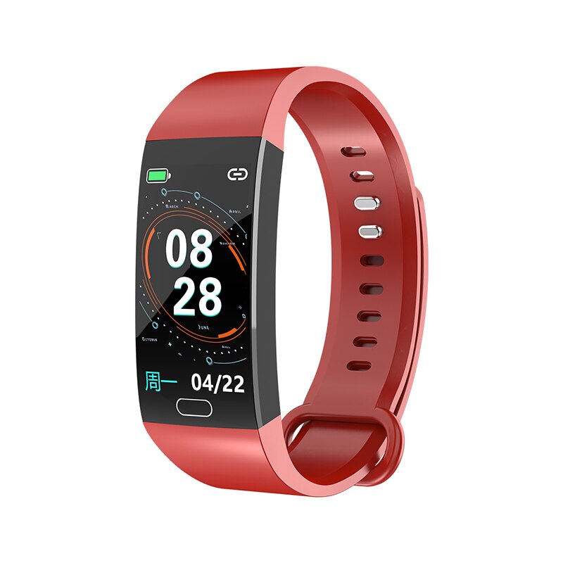 Smart armbånd med trykmåling fitness tracker aktivitet sport band sundhed armbånd skridttæller pulsmåler: Rød