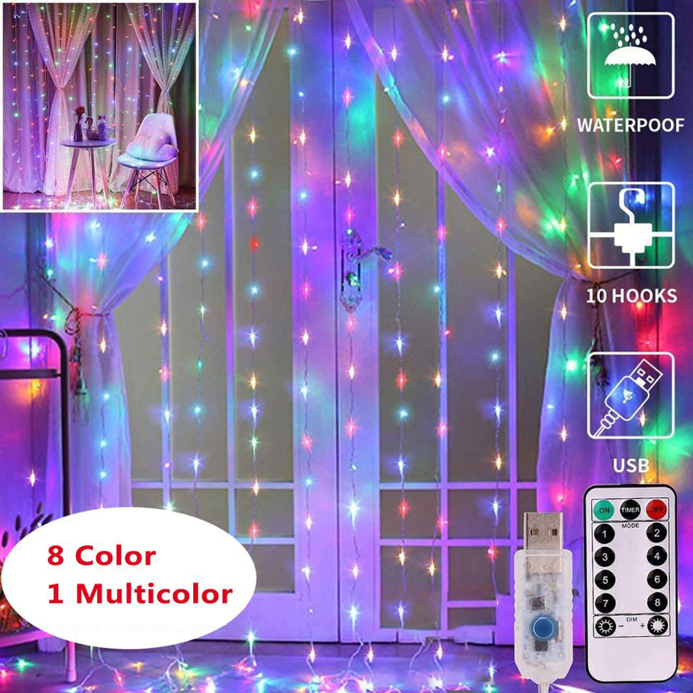 3M 300LED Christmas Fairy String Lights Remote Control USB Year Garland Curtain Lamp Xmas Decoration for Home Bedroom Window