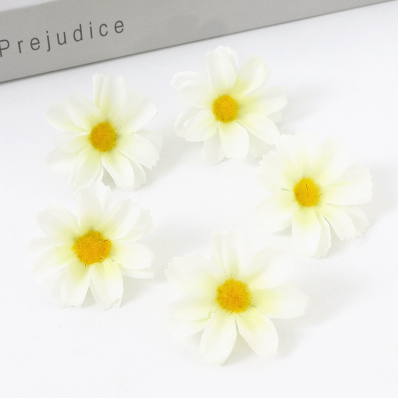 30/50 Uds. Flores artificiales Margarita flores de seda decoración boda decoración en casa Margarita Floral suministros para manualidades: XS / Gris