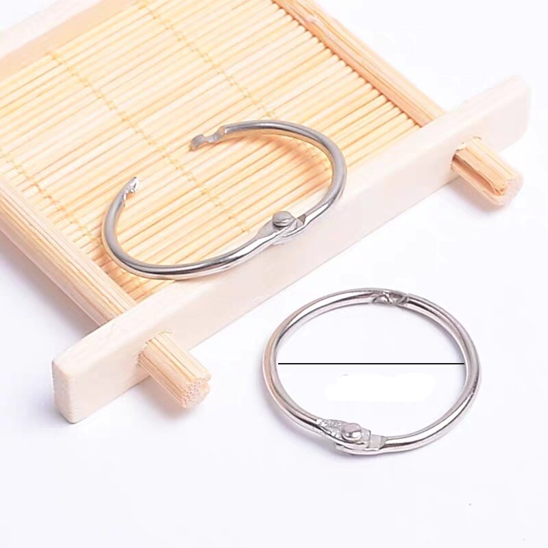 100pcs Notebook Loose Leaf Metal Binder Hinged Rings Circle Book Hoops Album Ring Clips Craft Photo Stationery Office Supply