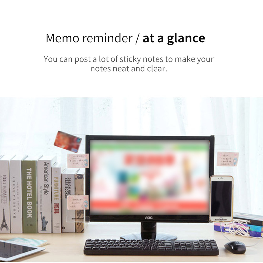 Computer Monitor Stickers Acrylic Tape Notes Charging Hole Mobile Phone Holder Storage Board Note Message Board