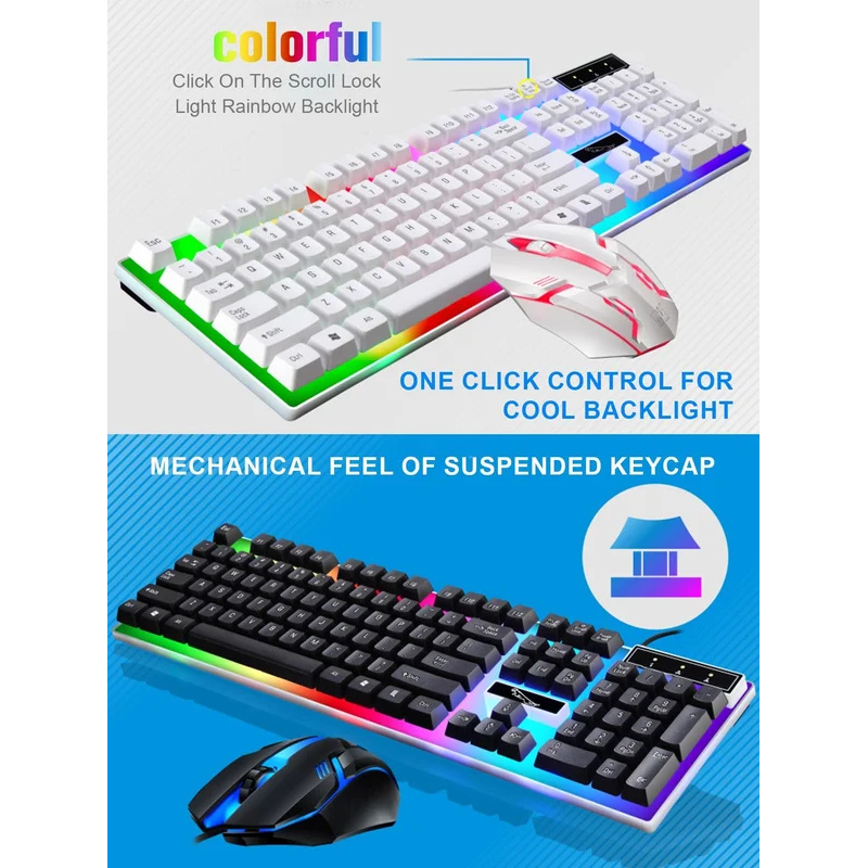 Glow Mechanical Feel Wired Keyboard and Mouse Set, ergonomic , suitable for both gaming and office use