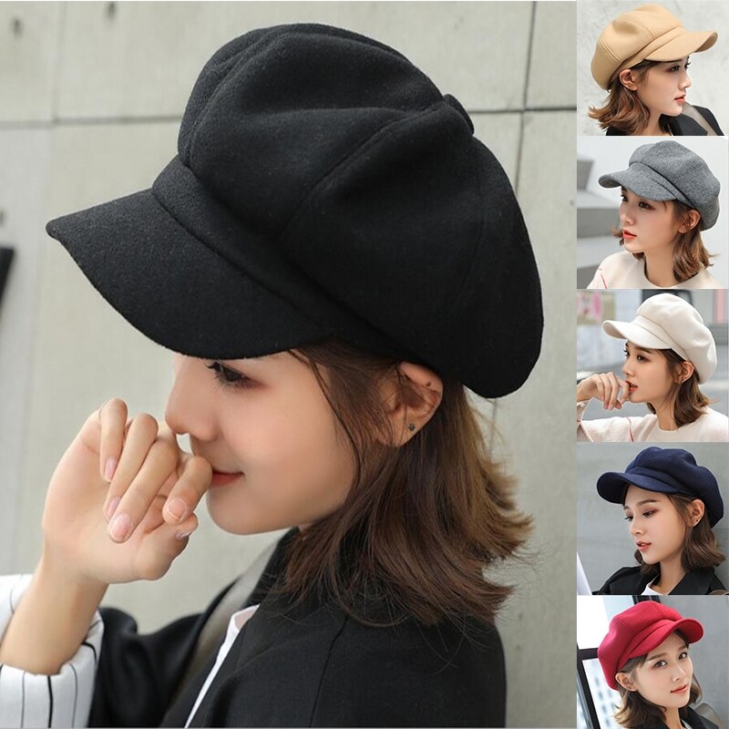 Newsboy Caps 2022 Women Newsboy Gatsby Cap Octagonal Baker Peaked Beret Driving Hat Female Sunscreen Hats Painter Tour cap HQ