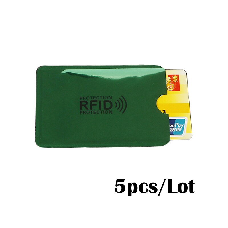 5PC Anti Rfid Blocking Reader Lock Bank Card Holder ID Bank Card Case Rfid Protection Metal Credit Card Holder Aluminium: Green