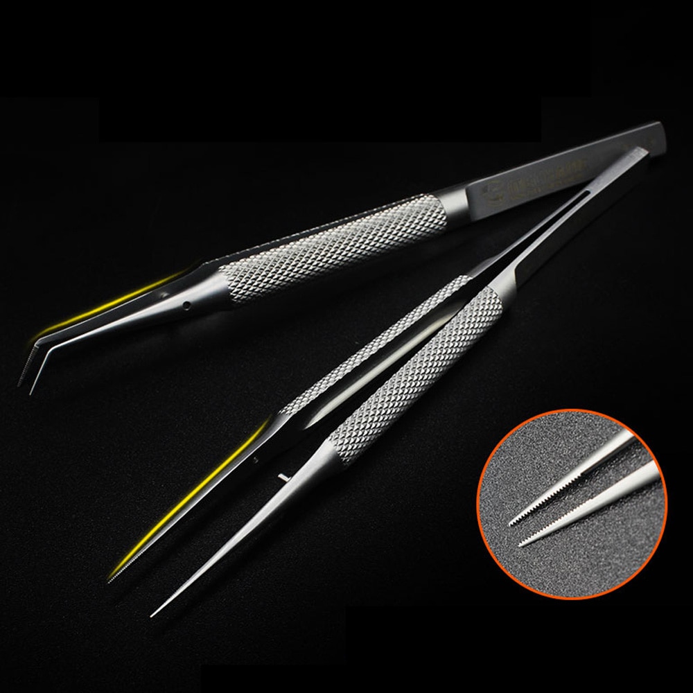 MECHANIC Titanium Alloy Precision Sawtooth Tweezers Industrial Curved Straight Tweezers Tools Accurate Positioning Card Slots