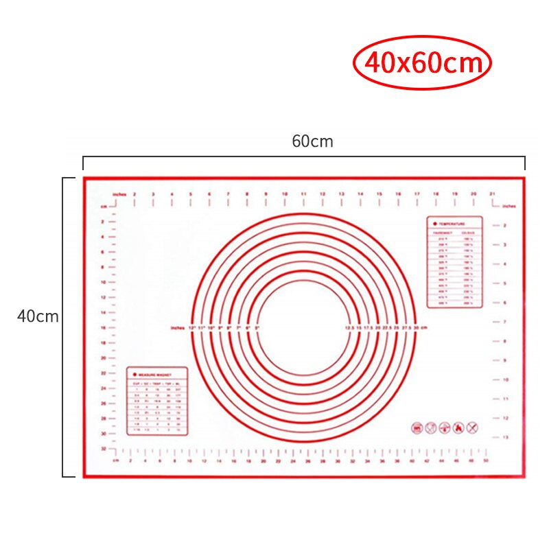 Siliconen bakmat met schaalverdeling, deegrolmat, kneedmat, antiaanbaklaag voor gebak, ovenvoering, bakvorm, bloemrolmat: 4060cm