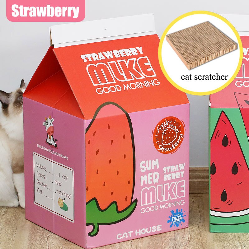 Caixa de leite gato casa gatinho cama pet scratcher papelão gato garra ponto proteger móveis papel ondulado brinquedos para gato animal estimação fornecimento