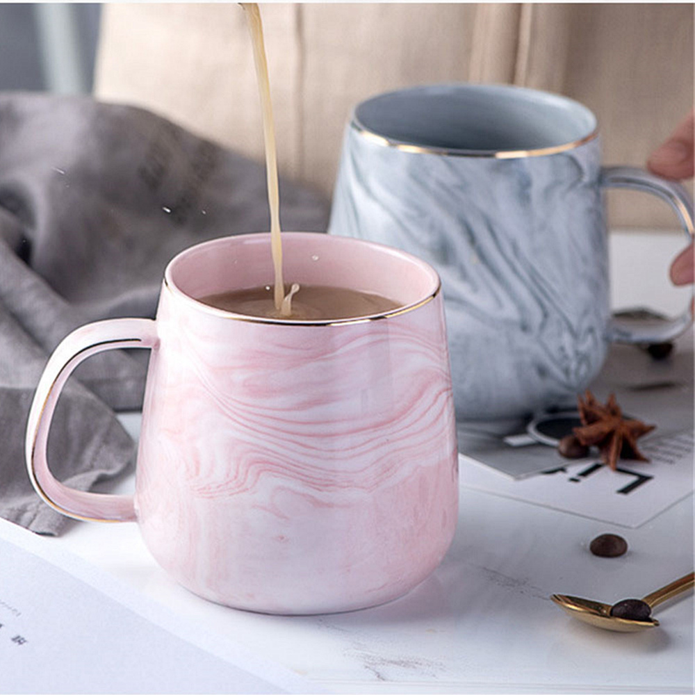 Keramiske kopper marmor rosa kaffekrus keramisk kaffekopp elskers porselenskrus til te frokostkopp til melk
