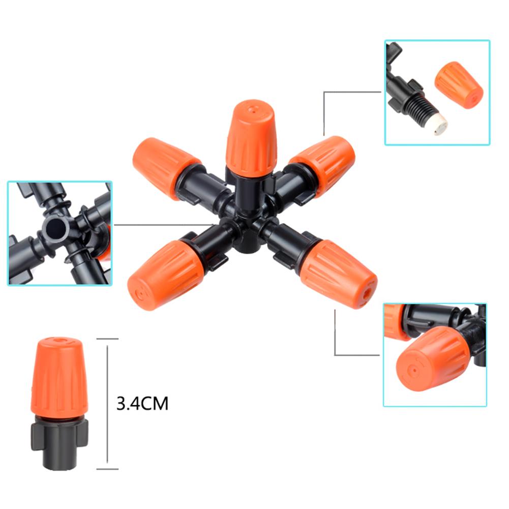 5-Head Micro Irrigatiesysteem Mist Mist Koeling Nozzle Hand Sproeier Tuin Kas Verstelbare Afsluitbare Spray Mist Nozzle