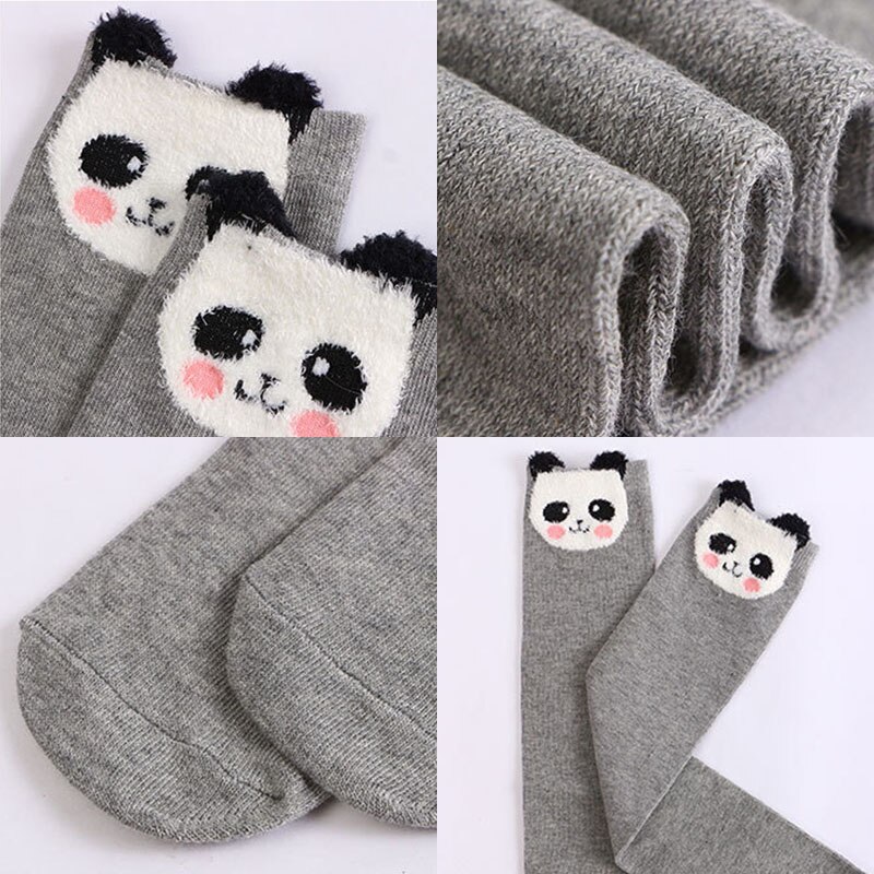 Leuke Panda Kids Baby Sokken Knie Meisje Jongen Baby Sokken Dier Dot Zachte Katoenen Sokken Gestreepte Kinderen Lente Zomer Sok