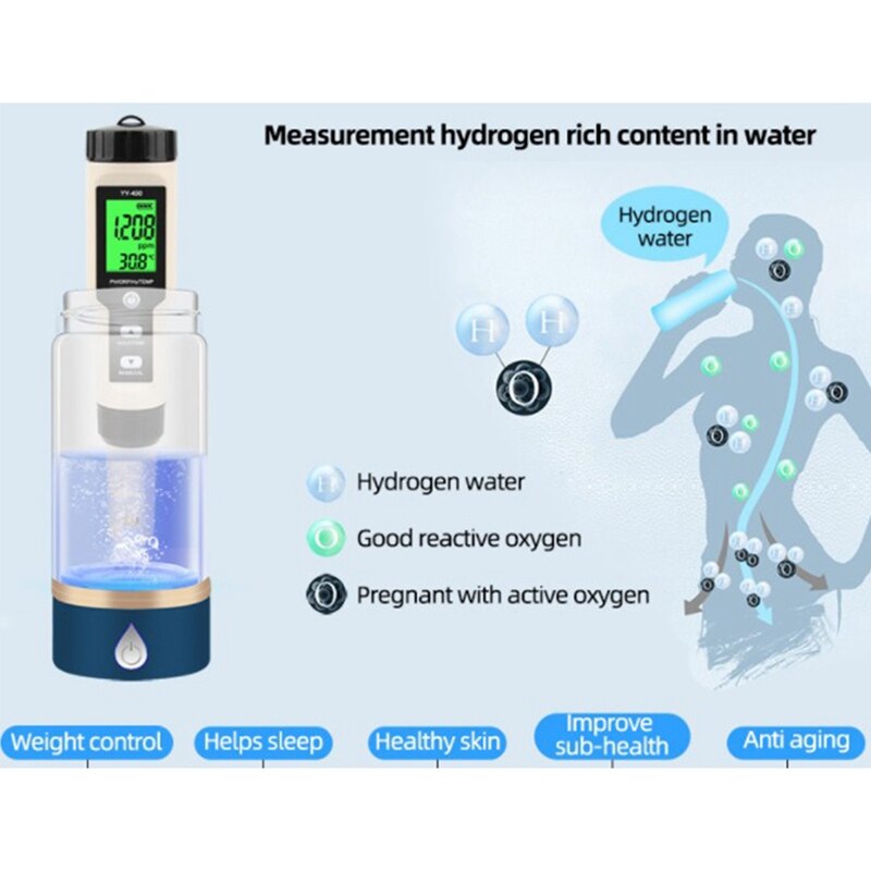 YY-400 PH/ORP/H2/TEM Hydrogen Ion Concentration Water Test Pen Digital Water Meter (Backlight)