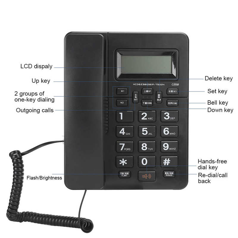 C258 Fixed Telephone Office Domestic Business Landline Standalone One-Key Dialing Office Telephone
