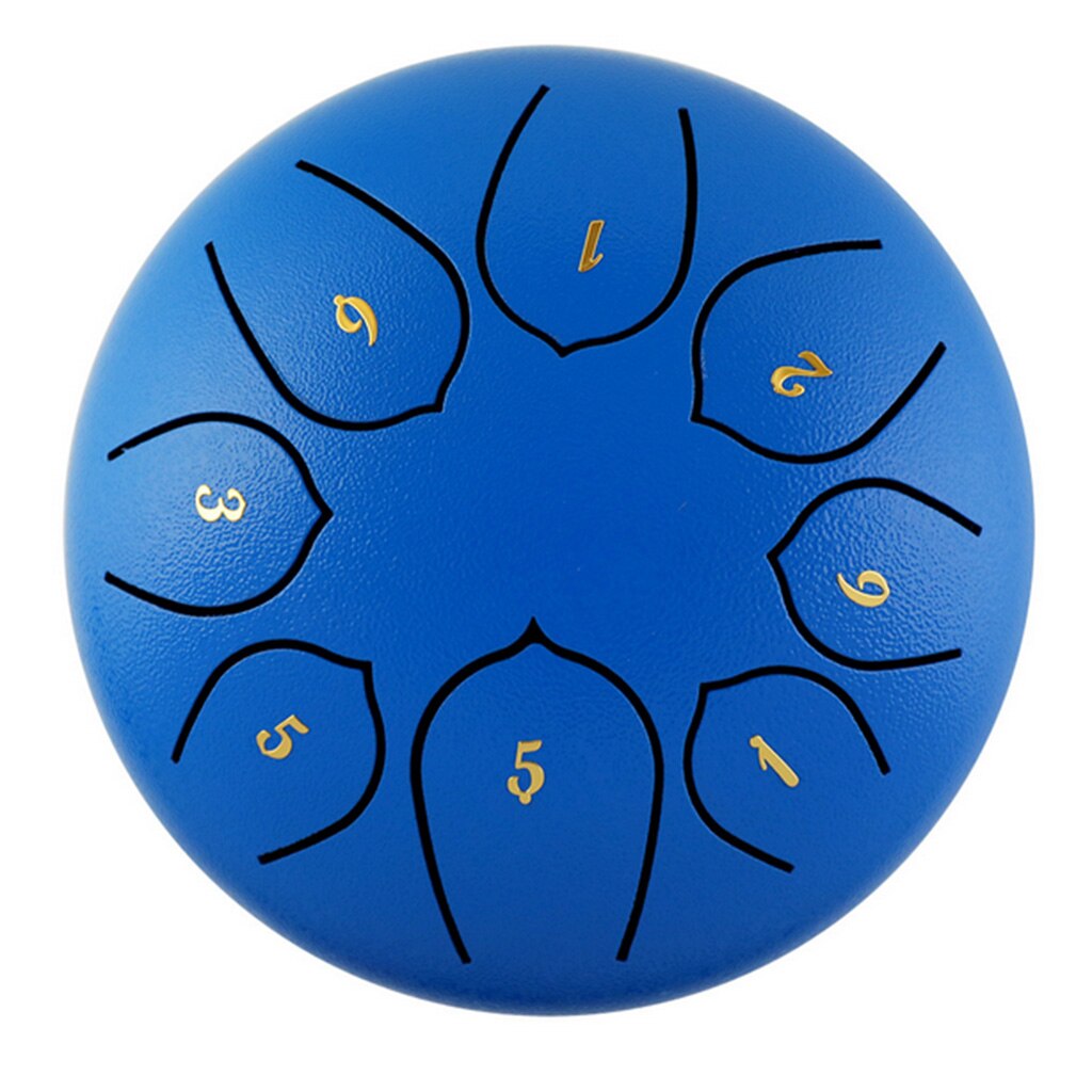 6" Alloy Steel Tongue Drum 8 Notes Tank Drum Instrument w/ Bag Mallets: Royal Blue