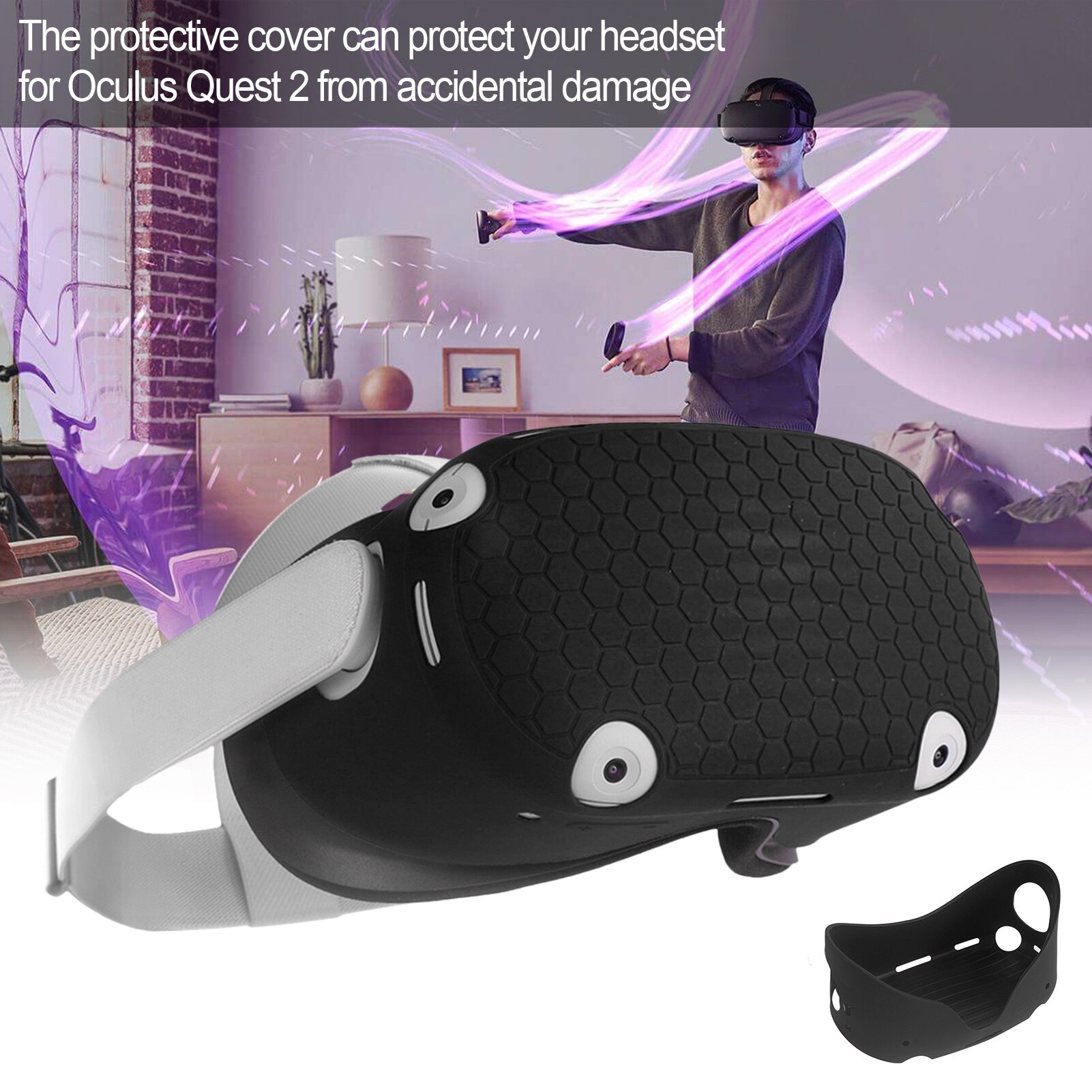Vr-helm-schutzabdeckung für oculus quest 2, silikon-schutzschale gegen stöße und schläge für oculus quest 2 headset-zubehör