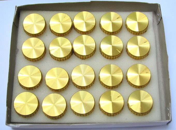 2pcs/lot gold volume control Metal Alloy Knob 30mmx17mm Knurled Shaft 6mm rotary Potentiometer encoder switch knobs cap