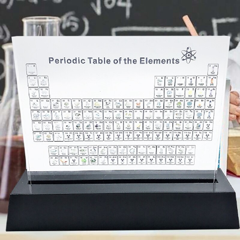 Acrylic Periodic Desk Display with Real s Kids Teaching School Day Birthday Chemical s Display