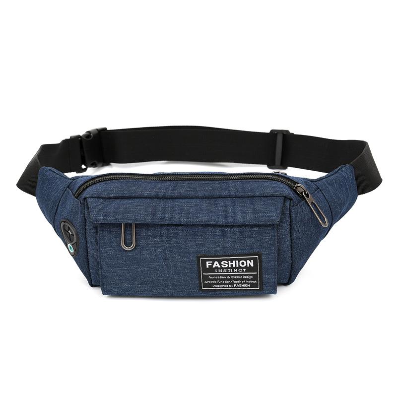 Imperméable à l'eau hommes bandoulière taille sacs en cours d'exécution Sport poitrine poche sac voyage Pack ceinture sac casque Plug épaule sac de messager: Blue