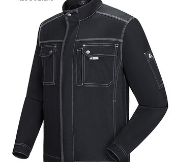 2020 svejsedragter slidstærk elektriker uniform smudsafvisende langærmet autoværksted mekaniker outfit jakke top: Sort / M
