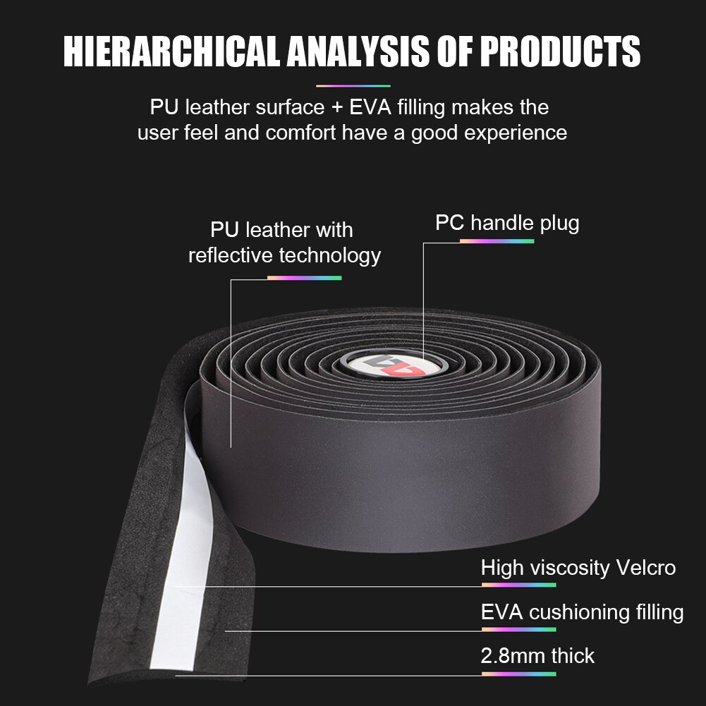 WEST BIKING Road Bike Handlebar Tape Reflective Dazzle Shockproof Bike Cycling Bar Tape Wrap With Bar Plugs Bicycle Accessories