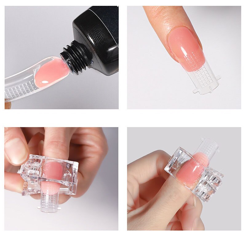 Akryl negleklemme gennemsigtig gel hurtig bygning neglespidser klip fingernegle forlængelse uv klemmer manicure kunstbygger værktøjssæt