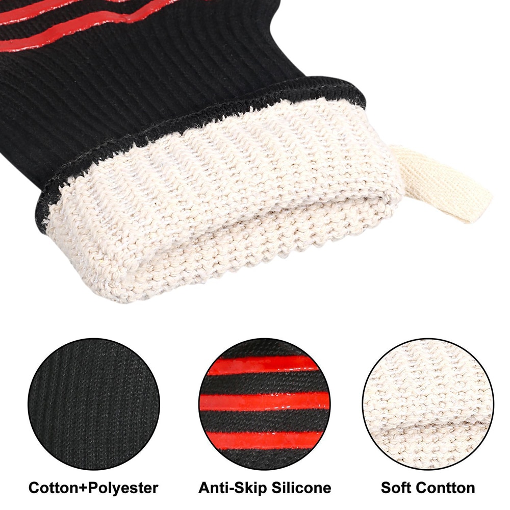 500-800 grader extremt värmetåliga grillhandskar för bakning grillning ugnsvantar kökstillbehör matlagningshandskar