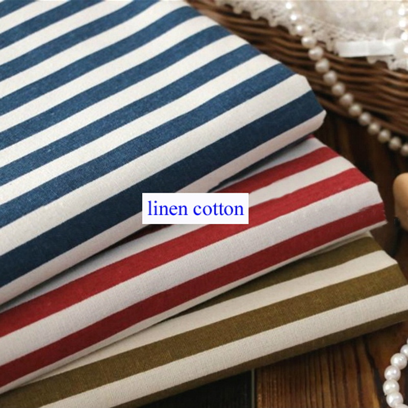 50cm * 150cm Streep Patroon Linnen Katoen Stof Canvas Thuis Bekleding Sofa Tafelkleed Materiaal