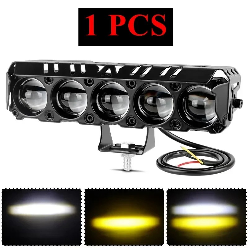 5LED Spotlight LED-striplicht Motorkoplamp hoog dimlicht gloeilamp lens Gemodificeerde lamp Extern licht motorfietsaccessoires: Donkergrijs